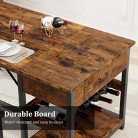 Set da pranzo Garvee per 4 persone con spazio di archiviazione e portabottiglie, panche imbottite, struttura in MDF e acciaio, marrone retrò, salvaspazio, cucine piccole