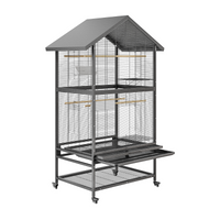 Gabbia per uccelli Garvee grande per pappagalli e parrocchetti, gabbia da 60" con 4 mangiatoie in metallo, posatoi in legno, con ruote, in ferro battuto, per interni ed esterni