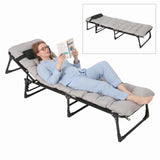 GARVEE Brandina Pieghevole da Campeggio 200 cm con Materasso e Cuscino, Schienale Regolabile in 3 Posizioni, Letto Portatile per Casa e Viaggio, Grigia