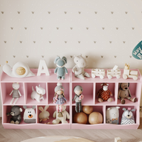 Libreria portagiochi per bambini Garvee con 3 ripiani e 2 contenitori ribaltabili, in legno, dispositivo antiribaltamento per camera da letto e sala giochi, 36x11x31 cm, marrone retrò