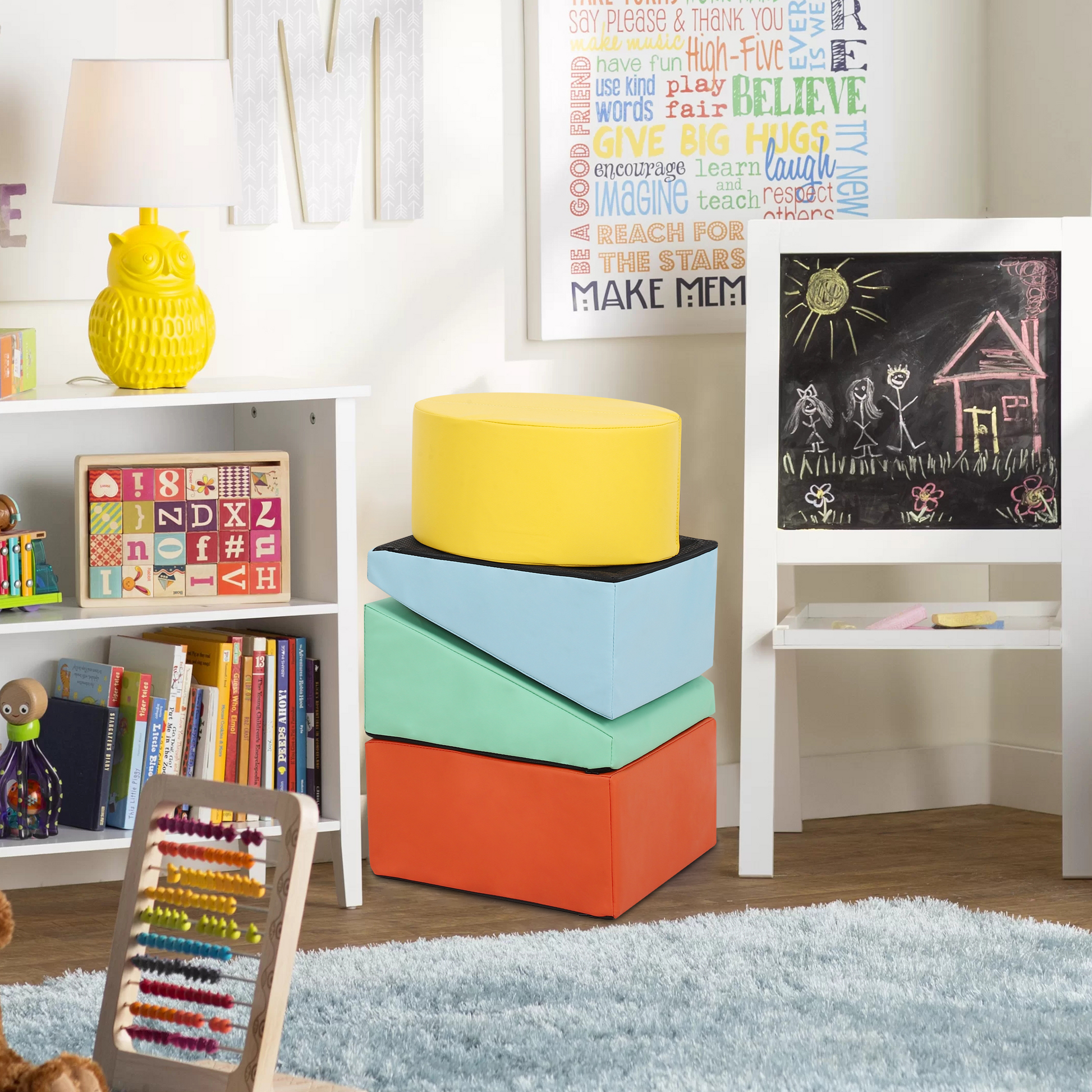 Garvee Set di 5 blocchi di arrampicata in schiuma per bambini piccoli, parco giochi al coperto, giocattolo da arrampicata per bambini, impermeabile, antiscivolo, leggero