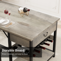 Set da pranzo Garvee per 4 persone con spazio di archiviazione e portabottiglie, panche imbottite, struttura in MDF e metallo, grigio, salvaspazio, stanze piccole
