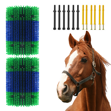 Garvee 2 pezzi Spazzola tiragraffi per bovini, cavalli, capre - Montaggio flessibile ed espandibile - Nylon, setole morbide - Versatile nella stalla