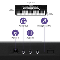 Tastiera pianoforte Garvee Kids a 61 tasti con borsa, microfono, cuffie per principianti, portatile per uso domestico, nero