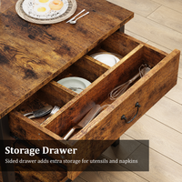 Set da pranzo Garvee per 4 persone con spazio di archiviazione e portabottiglie, panche imbottite, struttura in MDF e acciaio, marrone retrò, salvaspazio, cucine piccole