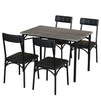 Set da pranzo Garvee, 5 pezzi, sedie imbottite, MDF robusto e acciaio, grigio rustico, per stanze e appartamenti di piccole dimensioni