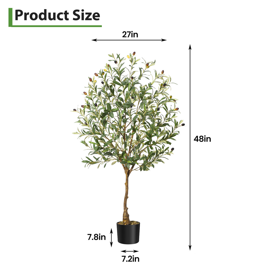 Albero di ulivo artificiale Garvee da 4 piedi con tronco realistico, foglie e frutti per soggiorno e ufficio, struttura in metallo resistente, facile da pulire