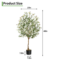 Albero di ulivo artificiale Garvee da 4 piedi con tronco realistico, foglie e frutti per soggiorno e ufficio, struttura in metallo resistente, facile da pulire