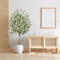 Albero di ulivo artificiale Garvee da 4 piedi con tronco realistico, foglie e frutti per soggiorno e ufficio, struttura in metallo resistente, facile da pulire