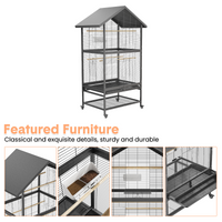 Gabbia per uccelli Garvee grande per pappagalli e parrocchetti, gabbia da 60" con 4 mangiatoie in metallo, posatoi in legno, con ruote, in ferro battuto, per interni ed esterni