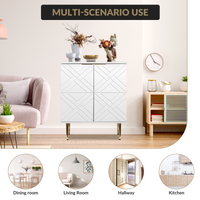 Mobile buffet Garvee con 2 ante, credenza moderna da cucina, robusto legno MDF, bianco, per sala da pranzo e corridoio, 29 pollici