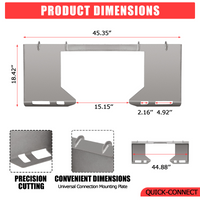 Piastra di montaggio per minipale Garvee da 3/8 pollici, attacco rapido universale, piastra in acciaio resistente per trattori e minipale, robusta e versatile