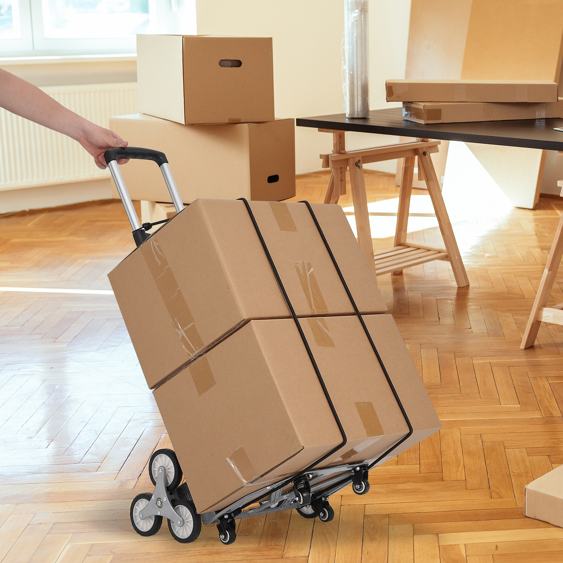 Carrello Saliscale Pieghevole Garvee 180 kg per Festa del Papà - Ruote Triangolari Alluminio, Maniglia Telescopica, 4 Ruote Universali