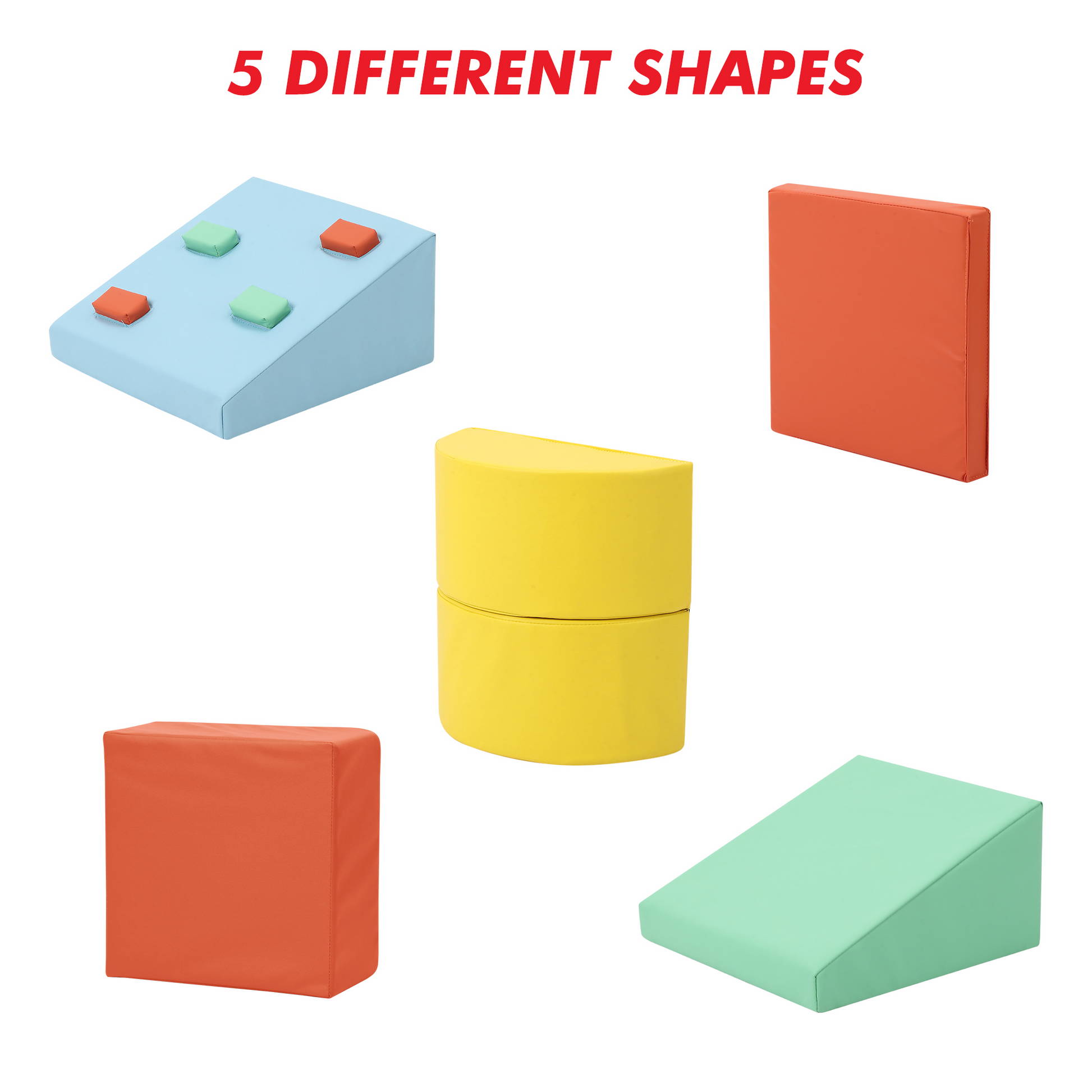 Garvee Set di 5 blocchi di arrampicata in schiuma per bambini piccoli, parco giochi al coperto, giocattolo da arrampicata per bambini, impermeabile, antiscivolo, leggero