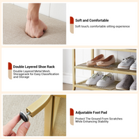 Scarpiera Garvee a 3 ripiani con panca imbottita, struttura in metallo, robusta per corridoio e camera da letto, 39,3x12,6x18,9 pollici, grigio