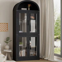 Mobiletto ad arco Garvee, stile fattoria, dispensa, 180 cm di altezza, in legno, antipolvere, maniglie in metallo, sala da pranzo, soggiorno