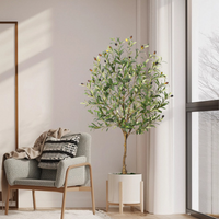 Albero di ulivo artificiale Garvee da 4 piedi con tronco realistico, foglie e frutti per soggiorno e ufficio, struttura in metallo resistente, facile da pulire
