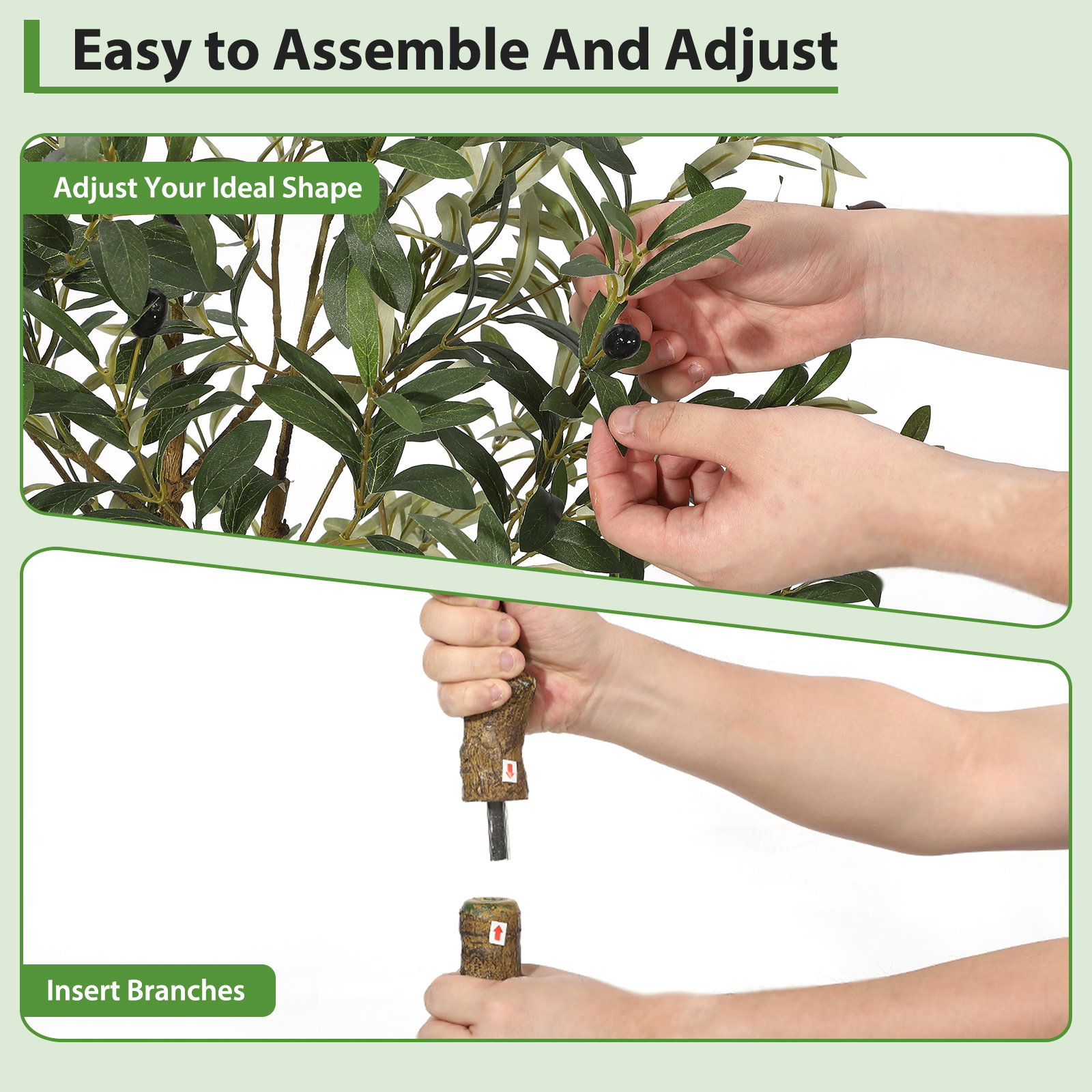 Albero di ulivo artificiale Garvee da 7 piedi con foglie e frutti realistici, struttura in metallo resistente per soggiorno e ufficio, facile da pulire, verde