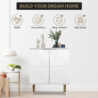 Mobile buffet Garvee con 2 ante, credenza moderna da cucina, robusto legno MDF, bianco, per sala da pranzo e corridoio, 29 pollici