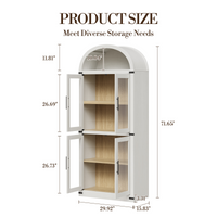 Mobiletto ad arco Garvey alto 71,6" per dispensa da cucina in legno stile fattoria, grande spazio di archiviazione, bianco