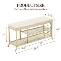 Scarpiera Garvee a 3 ripiani con panca imbottita, struttura in metallo, robusta per corridoio e camera da letto, 39,3x12,6x18,9 pollici, grigio