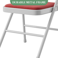 Garvee Set 2 sedie pieghevoli con tessuto in lino imbottito, metallo, ergonomiche, impilabili per campeggio e ufficio, rosso