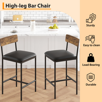 Set di 2 sgabelli in barra Garvee, imbottiti con spondine e poggiapiedi, per cucina e isolamento, 16.59"x15.39"x37.49", rustico
