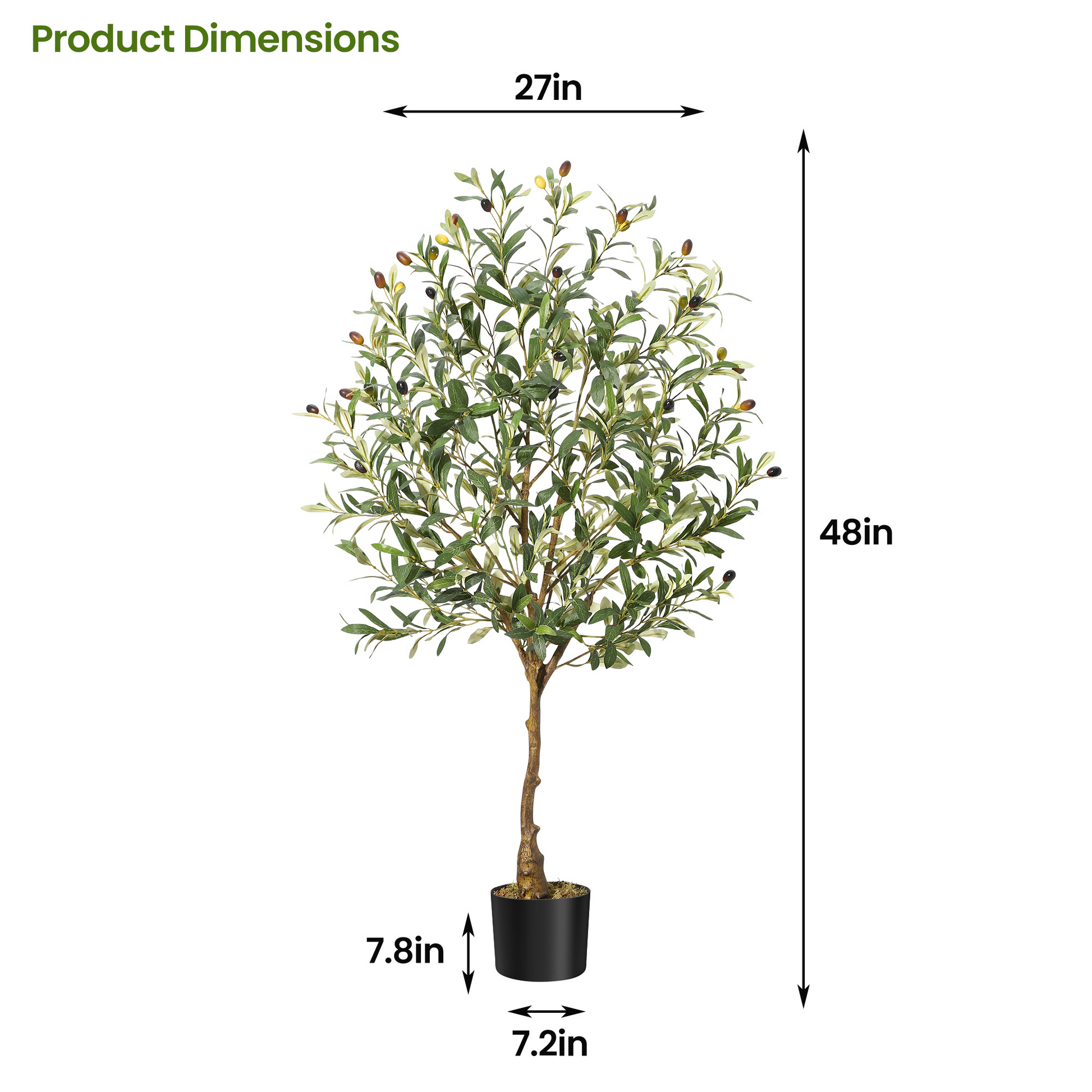 Albero di ulivo artificiale Garvee da 4 piedi con tronco realistico, foglie e frutti per soggiorno e ufficio, struttura in metallo resistente, facile da pulire