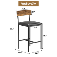 Set di 2 sgabelli in barra Garvee, imbottiti con spondine e poggiapiedi, per cucina e isolamento, 16.59"x15.39"x37.49", rustico