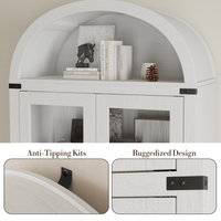 Mobiletto ad arco Garvey alto 71,6" per dispensa da cucina in legno stile fattoria, grande spazio di archiviazione, bianco
