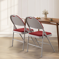 Garvee Set 2 sedie pieghevoli con tessuto in lino imbottito, metallo, ergonomiche, impilabili per campeggio e ufficio, rosso