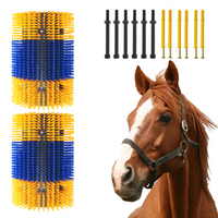 Spazzola per graffiare animali Garvee 2 pezzi per bovini, cavalli, capre - setole in nylon, montaggio flessibile, estensibile, fattoria e pascolo, versatile