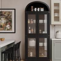 Mobiletto ad arco Garvee, stile fattoria, dispensa, 180 cm di altezza, in legno, antipolvere, maniglie in metallo, sala da pranzo, soggiorno