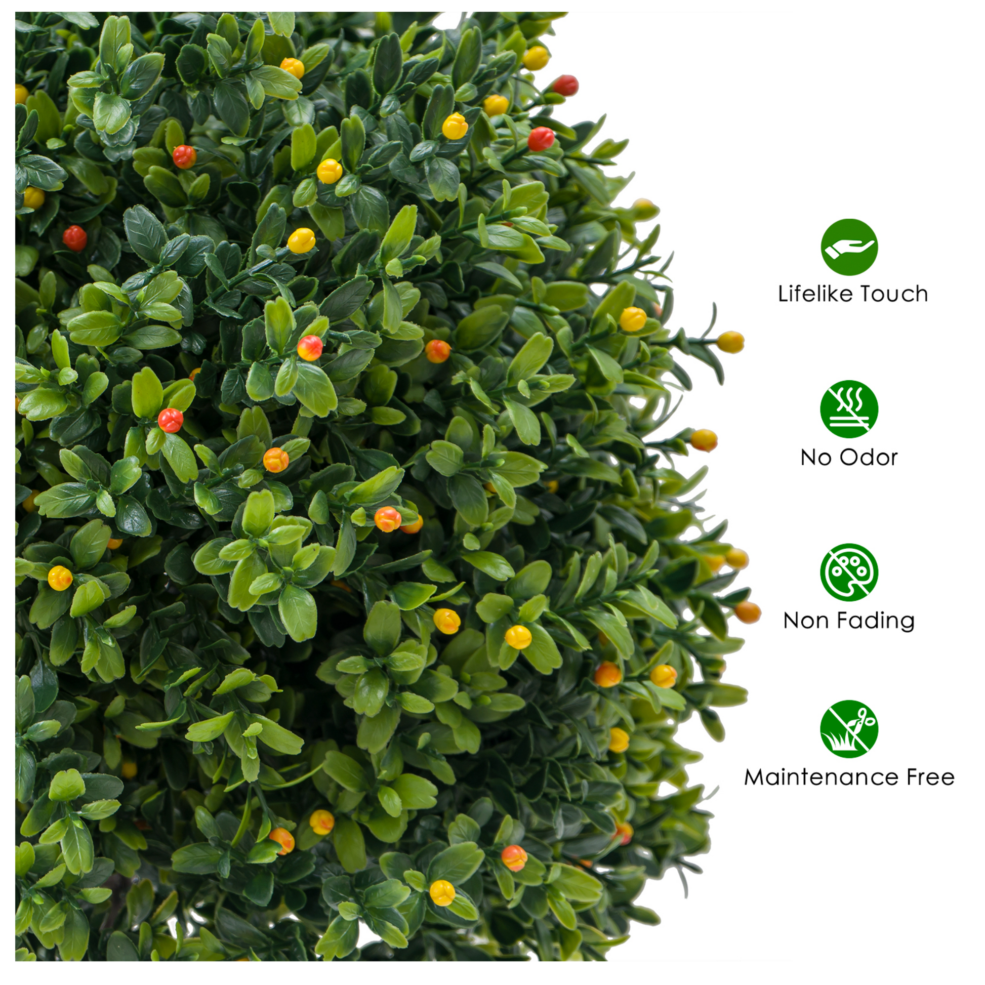 Set di 2 alberi artificiali in bosso topiato Garvee, altezza 20", resistenti alle intemperie, in plastica, verdi, per interni e giardino