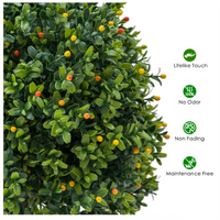 Set di 2 alberi artificiali in bosso topiato Garvee, altezza 20", resistenti alle intemperie, in plastica, verdi, per interni e giardino