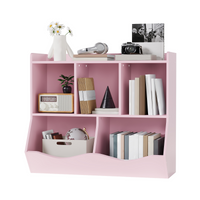 Libreria portagiochi per bambini Garvee con 3 ripiani e 2 contenitori ribaltabili, in legno, dispositivo antiribaltamento per camera da letto e sala giochi, 36x11x31 cm, marrone retrò