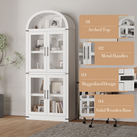 Mobiletto ad arco Garvey alto 71,6" per dispensa da cucina in legno stile fattoria, grande spazio di archiviazione, bianco