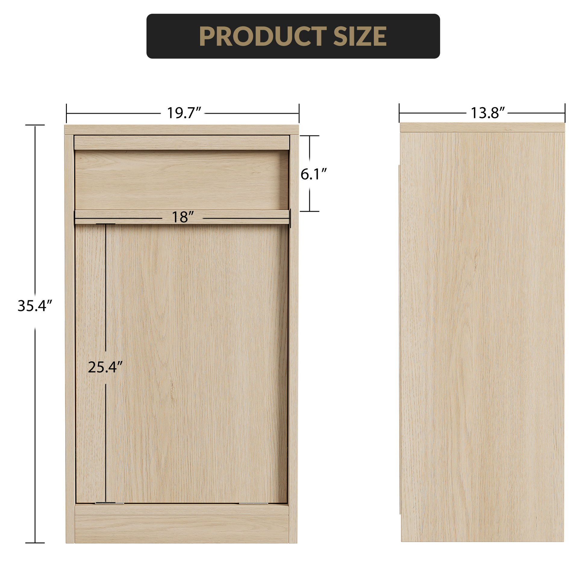 Pattumiera Garvee con funzione di inclinazione, a prova di animali domestici, salvaspazio, in legno, indipendente, robusta, per cucina e soggiorno, 10 galloni