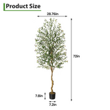 Albero di ulivo artificiale Garvee da 7 piedi con foglie e frutti realistici, struttura in metallo resistente per soggiorno e ufficio, facile da pulire, verde - verde