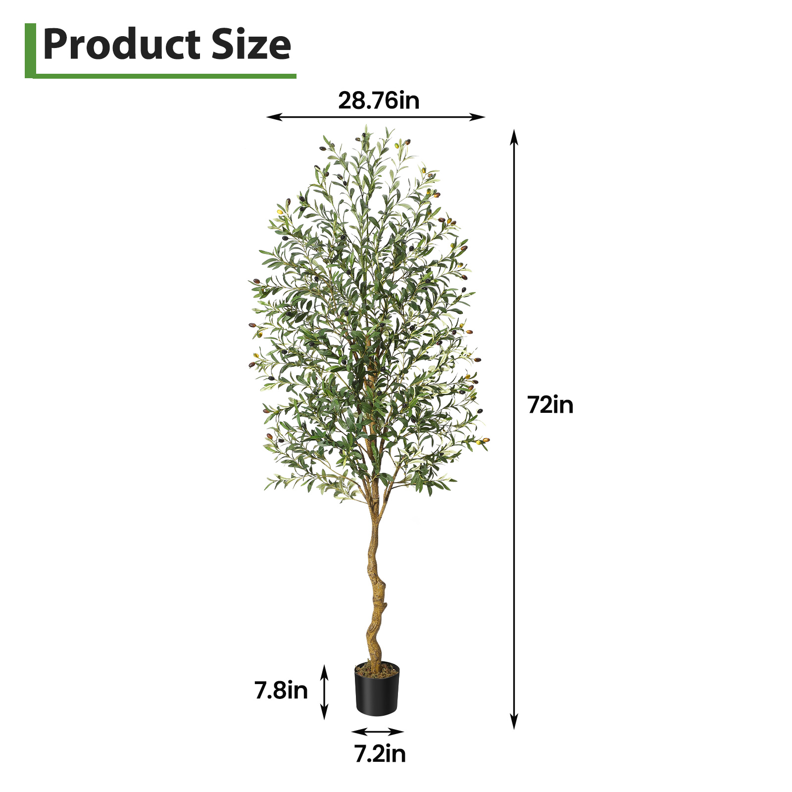 Albero di ulivo artificiale Garvee da 7 piedi con foglie e frutti realistici, struttura in metallo resistente per soggiorno e ufficio, facile da pulire, verde