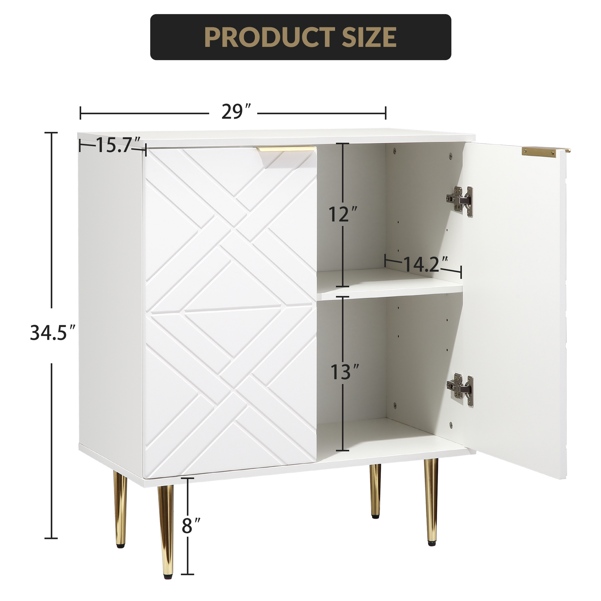 Mobile buffet Garvee con 2 ante, credenza moderna da cucina, robusto legno MDF, bianco, per sala da pranzo e corridoio, 29 pollici