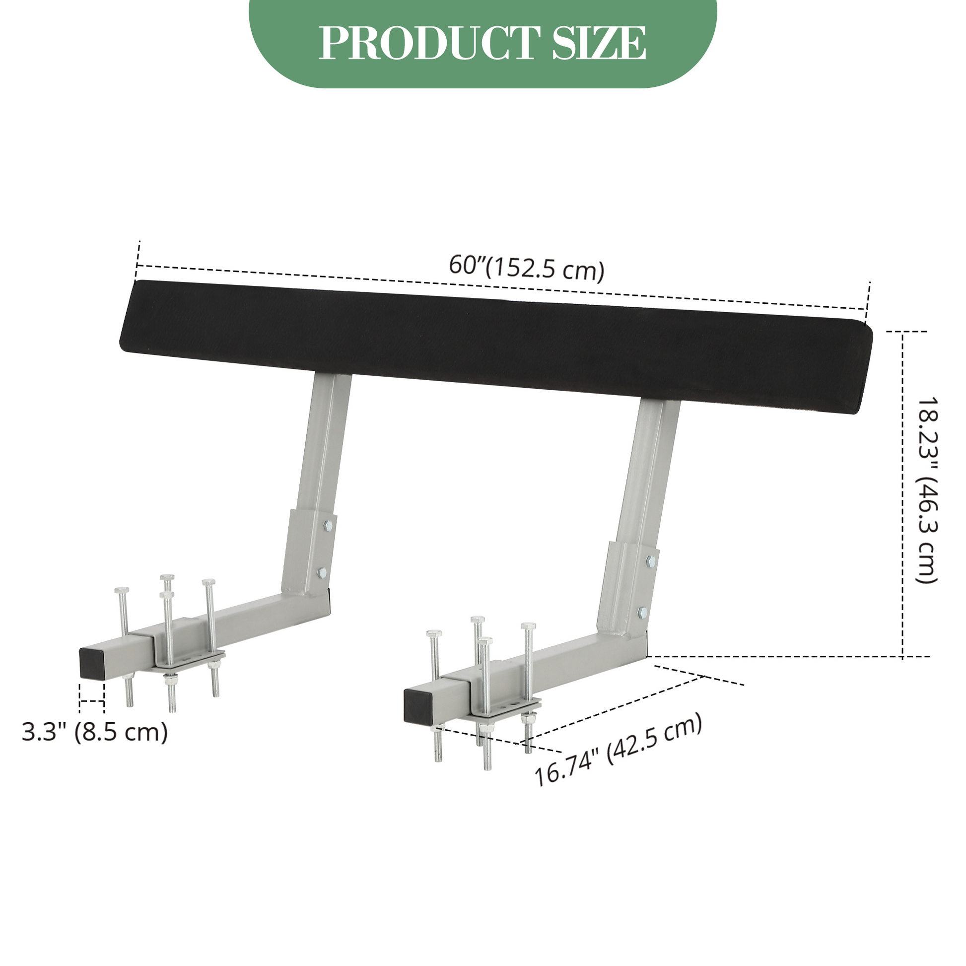 Guida per Rimorchi Garvee 2 pezzi in acciaio inossidabile da 60" con imbottitura in moquette, regolabile, resistente alla corrosione, per barche da sci e da pesca