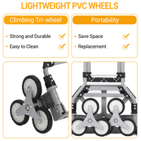 Carrello Saliscale Pieghevole Garvee 180 kg per Festa del Papà - Ruote Triangolari Alluminio, Maniglia Telescopica, 4 Ruote Universali