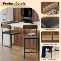 Set di 2 sgabelli in barra Garvee, imbottiti con spondine e poggiapiedi, per cucina e isolamento, 16.59"x15.39"x37.49", rustico