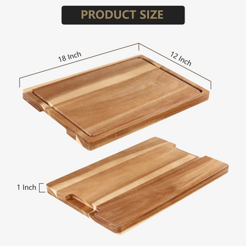 Tagliere extra large in legno di acacia Garvee 18x12" con scanalatura per il succo, manici, bordo rifinito, pre-oliato, robusto, versatile per la cucina