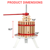 Garvee 3,2 Gal/12L Pressa per vino da frutta, cesto in legno con robusta struttura triangolare, per mele, uva, miele, pressa manuale con sacchetti filtro