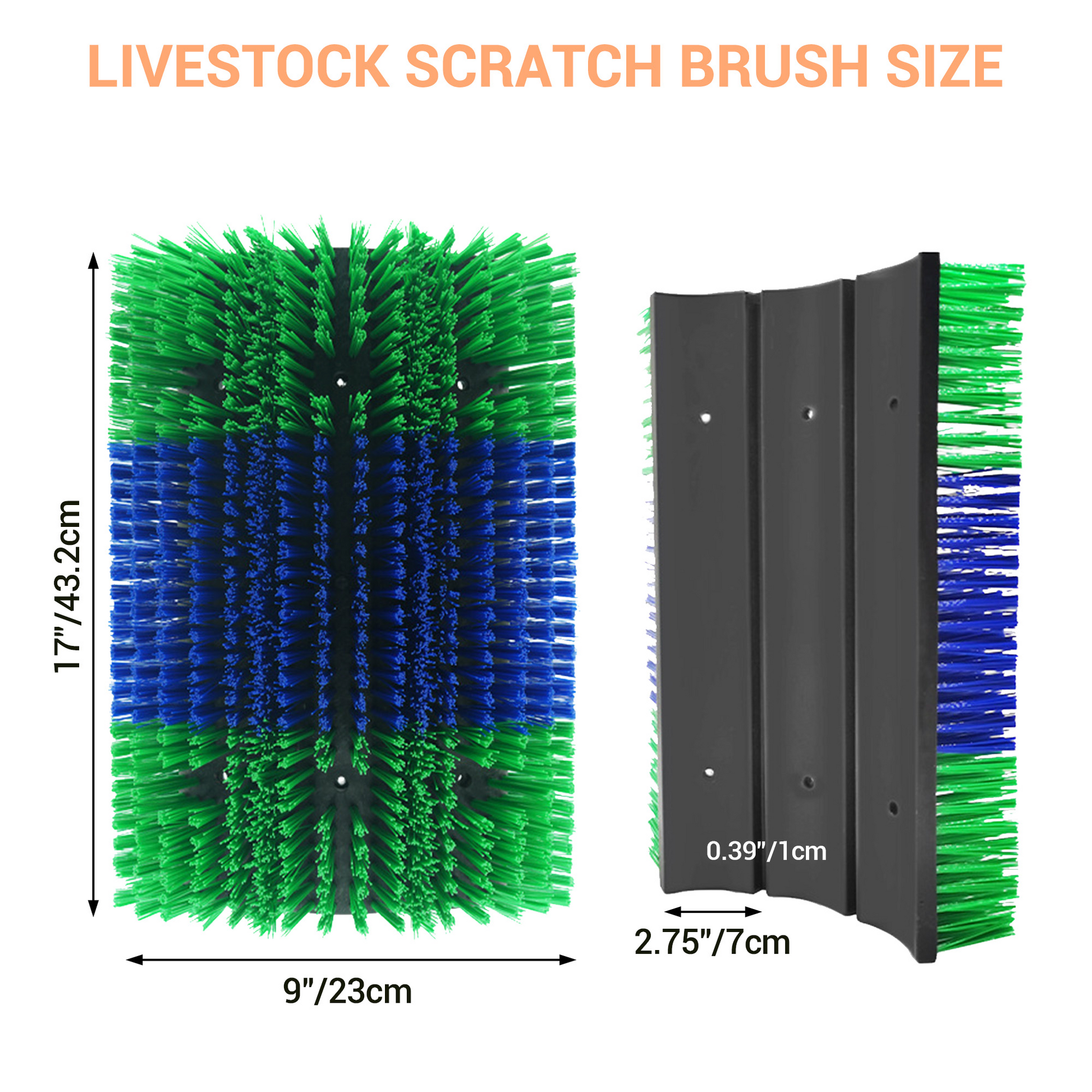 Garvee 2 pezzi Spazzola tiragraffi per bovini, cavalli, capre - Montaggio flessibile ed espandibile - Nylon, setole morbide - Versatile nella stalla