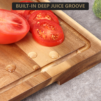 Tagliere extra large in legno di acacia Garvee 18x12" con scanalatura per il succo, manici, bordo rifinito, pre-oliato, robusto, versatile per la cucina