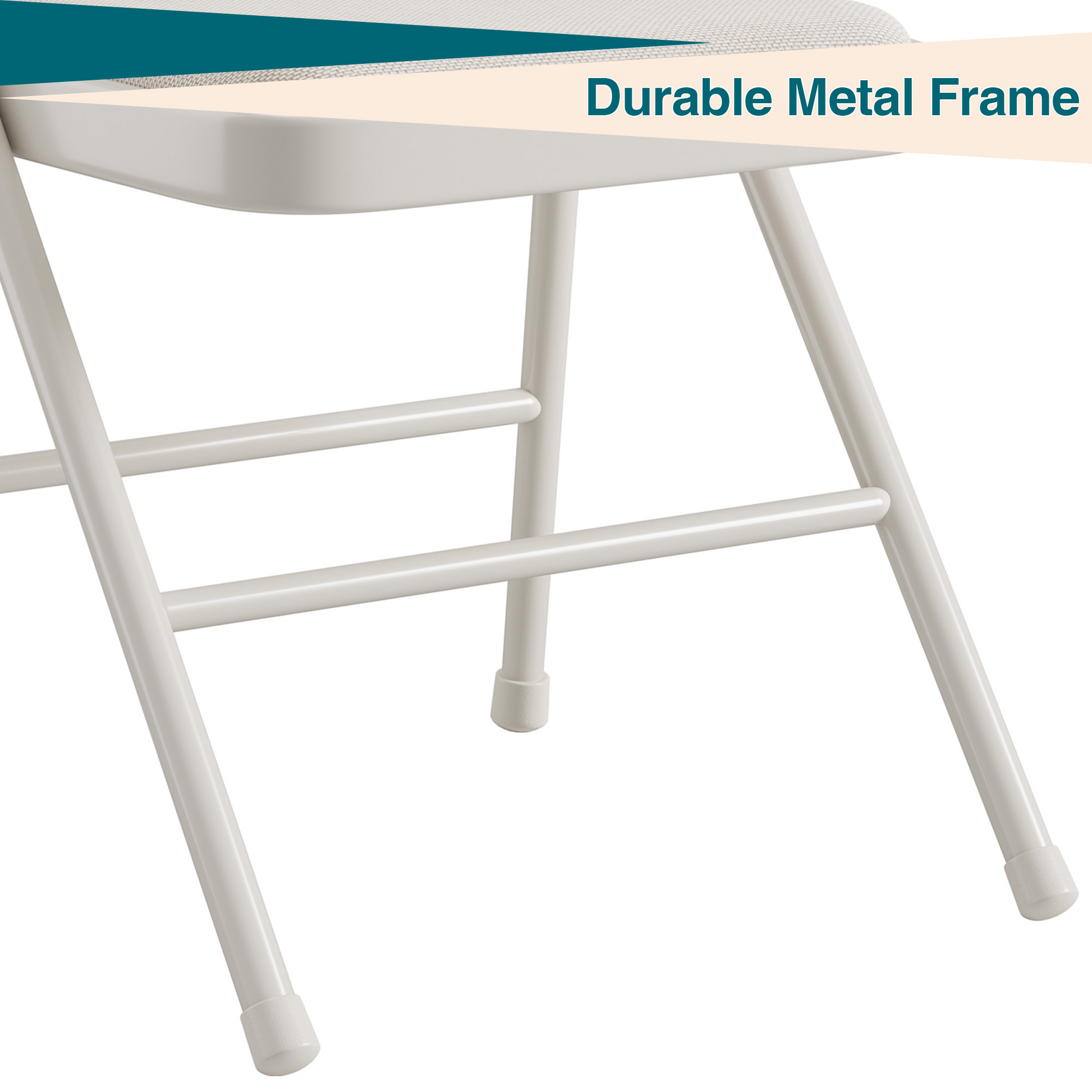 Garvee Set di 2 pieghevoli con rivestimento in tessuto di lino, struttura in metallo, ergonomiche, impilabili per ufficio e uso esterno, beige