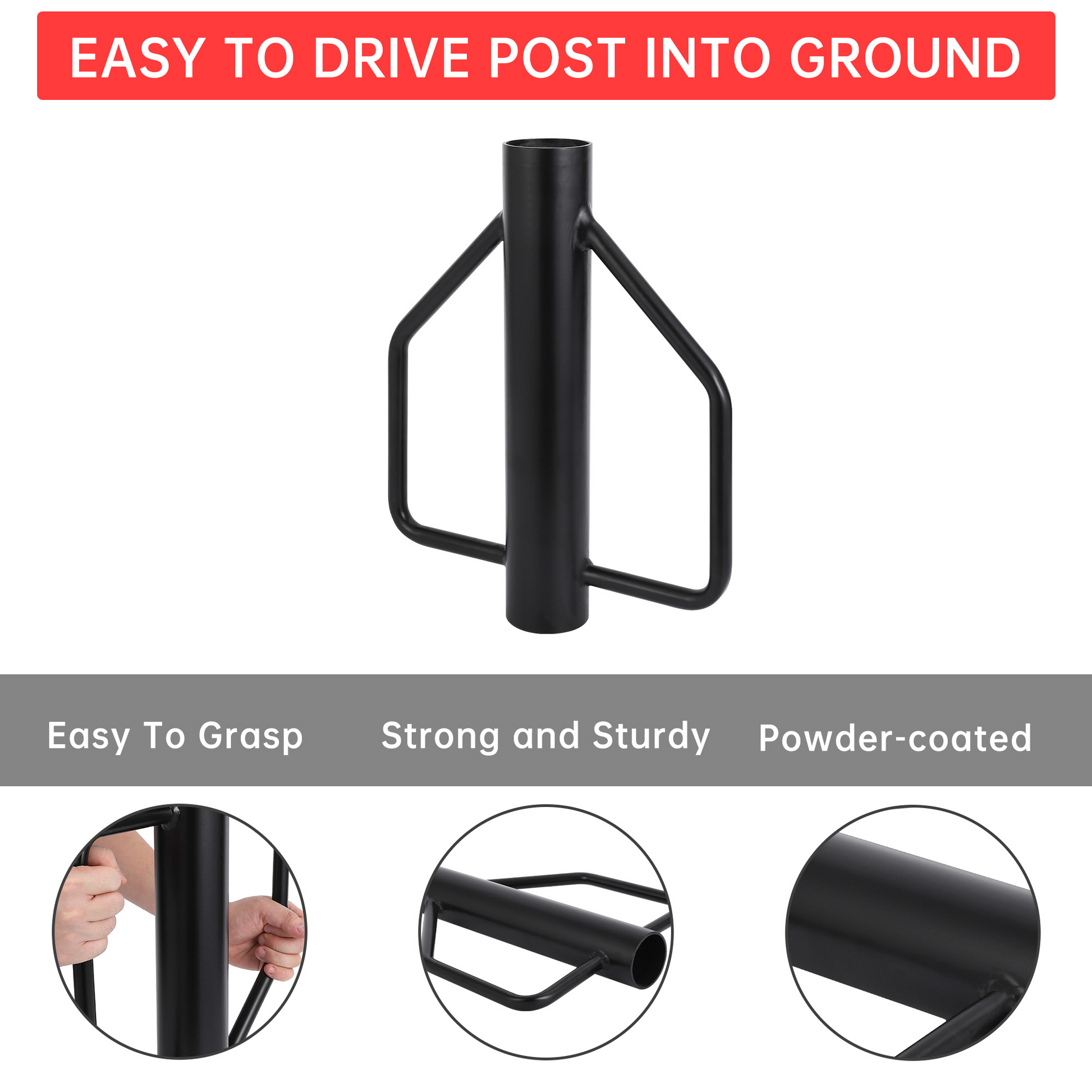 Garvee 12 LB T-Post Driver Attrezzo portatile in metallo con impugnatura ergonomica in acciaio resistente per segnaletica di recinzione da giardino